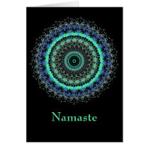 Living Green Mandala kaleidoscope Namaste card cards