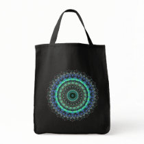 Living Green Mandala kaleidoscope tote bag bags