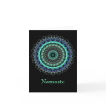 Living Green Mandala Namaste note card cards