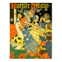 Livres de lecture vintages d'oie de mère aux enfan carte postale