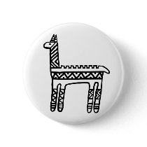 Llama-BW Pinback Buttons