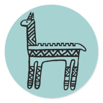 Llama-BW Round Sticker
