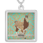 Llama Damask Mom  Necklace