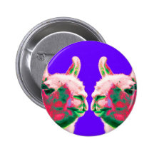 Llama Heads in a Bright Contemporary Graphic Buttons