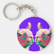 Llama Heads in a Bright Contemporary Graphic Keychain
