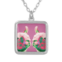 Llama Heads in a Bright Contemporary Graphic Necklaces