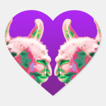 Llama Heads in a Bright Contemporary Graphic Heart Sticker