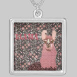 Llama Pink & Brown Floral Necklace necklaces