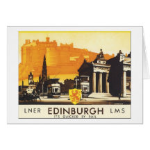 LNER Edinburgh LMS It's Quicker by Rail Greeting Cards