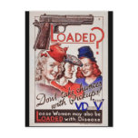 "Loaded with VD" vintage World War II STD  poster postcards