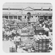 Loading Fruit at Covent Garden Market, 1900 Square Sticker