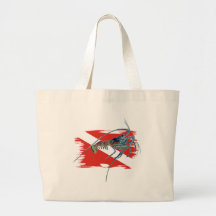 lobster on shredded flag canvas bag