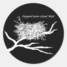 Local Nest on Black Round Sticker
