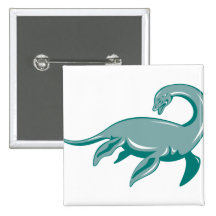 Loch Ness Monster Retro Button