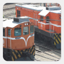 Locomotives at Changhua Roundhouse, Taiwan Square Stickers