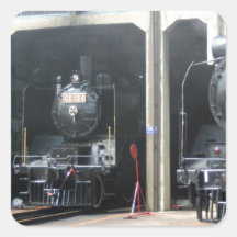Locomotives at Changhua Roundhouse, Taiwan Square Stickers