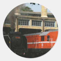 Locomotives at Changhua Roundhouse, Taiwan Round Stickers
