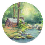 LOG CABIN by SHARON SHARPE Sticker