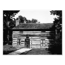 Log Cabin in Black and White Photographic Print