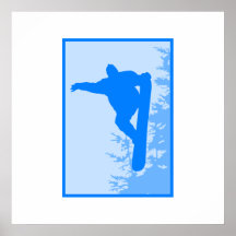 Logo bleu de surf des neiges poster