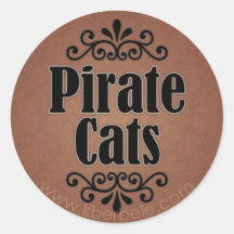 Logo de chats de pirate adhésif rond