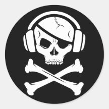 Logo de la piraterie anti-RIAA de pirate de musiqu Adhésif Rond