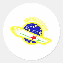 Logo jaune de snowboarding adhésif rond