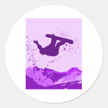 Logo pourpre de surf des neiges adhésif rond