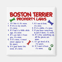 Lois 2 de propriété de Boston Terrier Magnets Pour Réfrigérateur