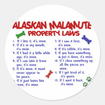 Lois 2 de propriété de MALAMUTE D'ALASKA Autocollant Rond