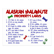 Lois 2 de propriété de MALAMUTE D'ALASKA Carte Postale