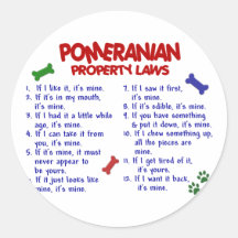Lois 2 de propriété de POMERANIAN Adhésifs Ronds