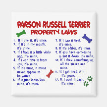 Lois 2 de propriété de RUSSELL TERRIER de PASTEUR Magnets Pour Réfrigérateur