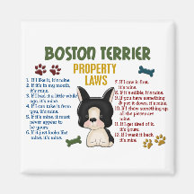 Lois 4 de propriété de Boston Terrier Aimants
