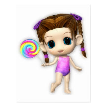 Lollipop Girl Cutie Postcard