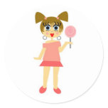 Lollipop Girl Sticker- Brown Hair