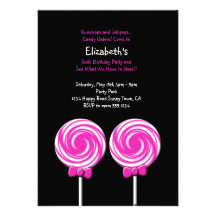 Lollipop Invitation or Thank You Card
