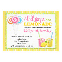 Lollypops and Lemonade Birthday Party Invitation