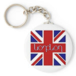 'London' ambigram on UK flag Keychain
