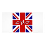 'London' ambigram on UK flag photo cards