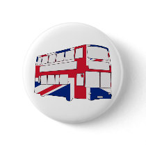 London Bus with Union Jack t shirts and gifts Buttons