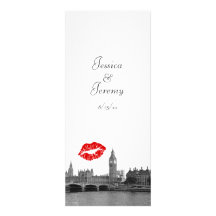 London England UK Skyline Kiss Menu Reception Custom Announcement