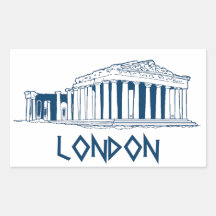 London, Greece Rectangle Stickers