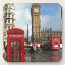 London Phone box & Big Ben (St.K) Beverage Coasters