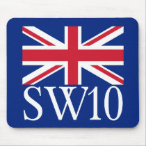 London Postcode SW10 with Union Jack mousepads