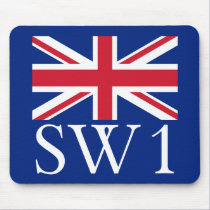 London Postcode SW1 with Union Jack mousepads
