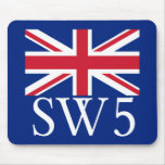 London Postcode SW5 with Union Jack Mouse Pads