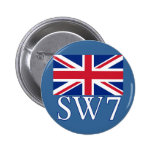 London Postcode SW7 with Union Jack Button