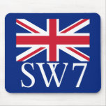 London Postcode SW7 with Union Jack Mousepads