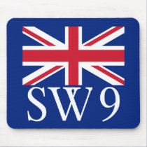London Postcode SW9 with Union Jack mousepads